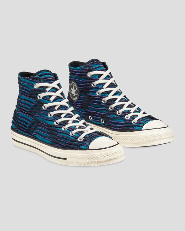 Converse Chuck 70 Wavy Knit Blå Sko Danmark - Converse Høje Sneakers Herre - 76190GPWH